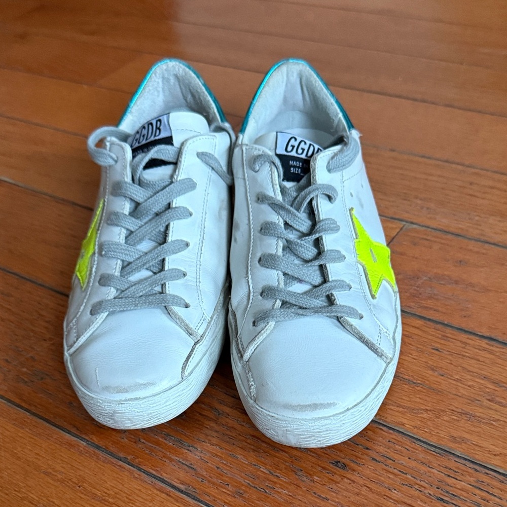 Golden Goose Kids White Sneakers with Yellow Star